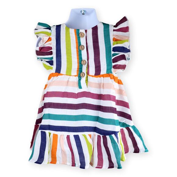 Cheeky Plum Baby Girls Summer Striped Woven Dress 12-18 mos NWT - Picture 3 of 6